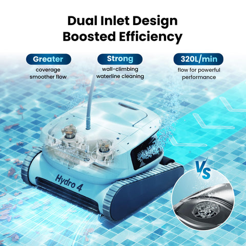 Chasing Hydro 4 robot on wall cleans surfaces high for comprehensive coverage.