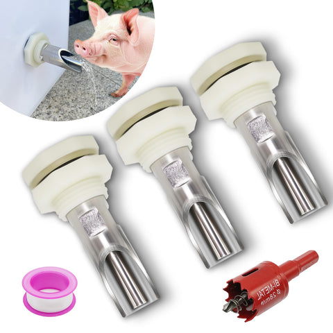 CHCTD 3-piece pig nipple waterer barrel kit ready for on-farm hydration.