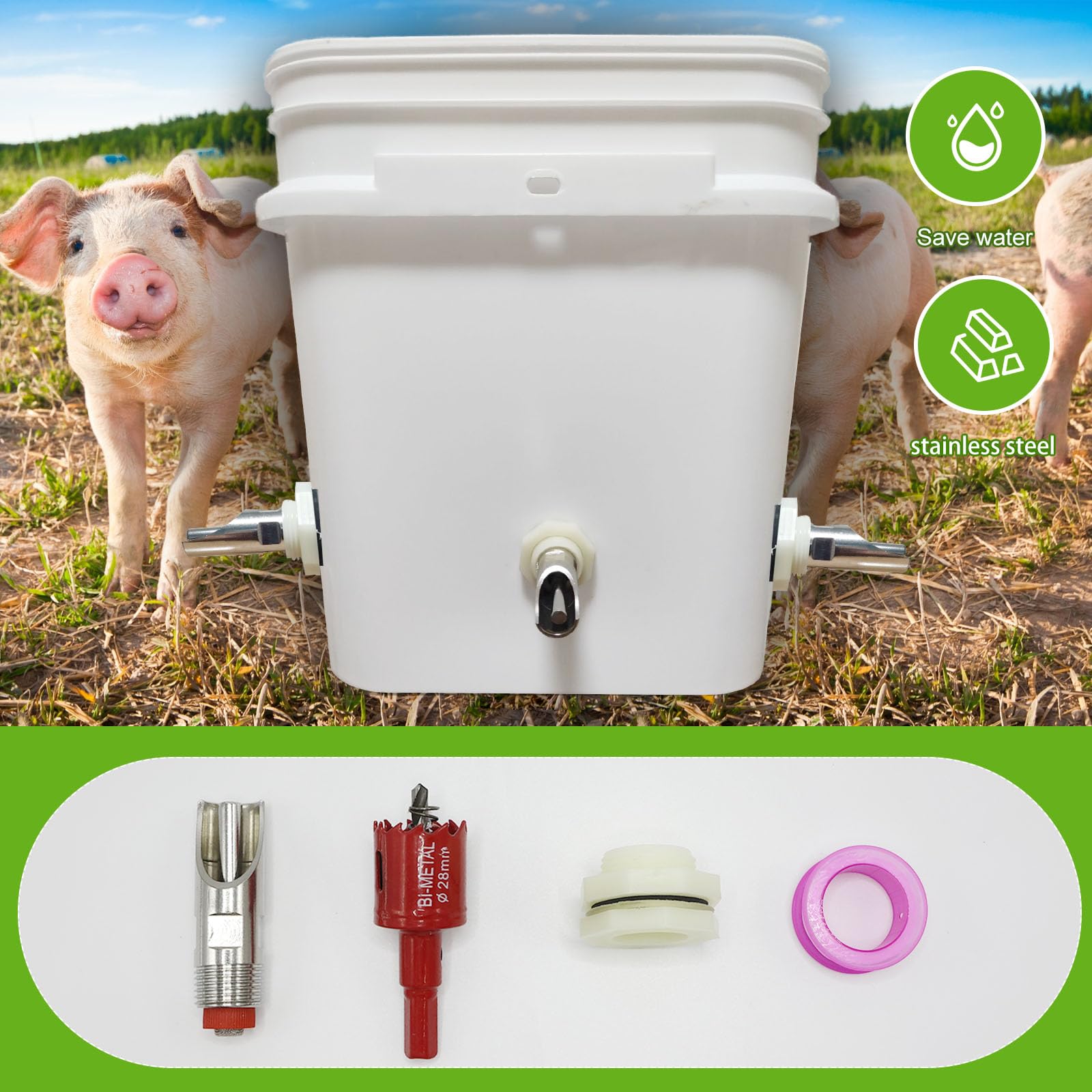 CHCTD stainless steel pig nipple waterer designed for daily use.