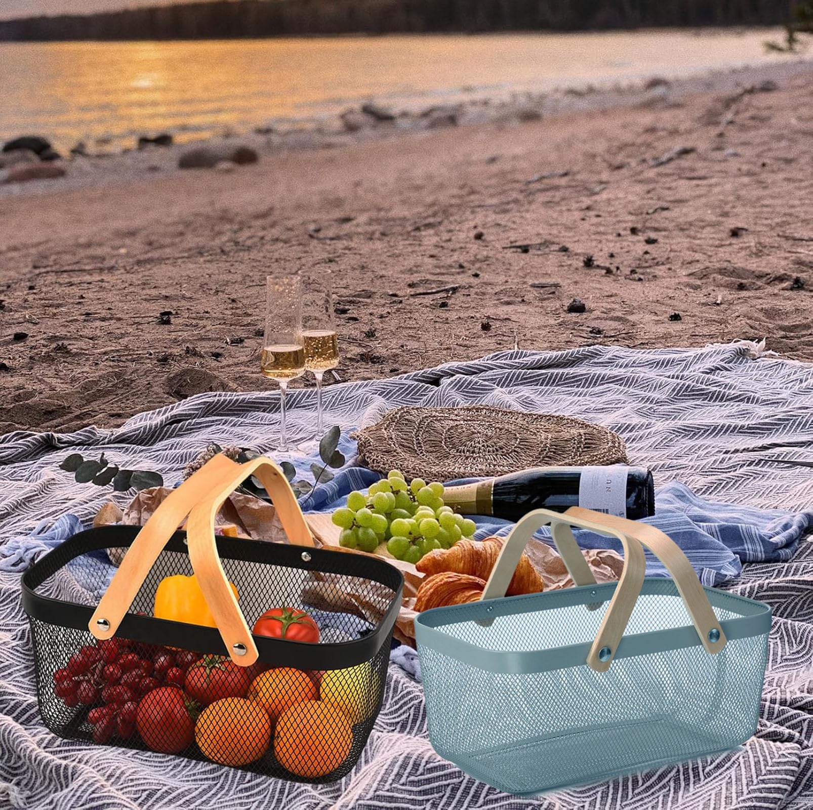 Cheardia blue garden organization basket ideal for fruits and vegetables.