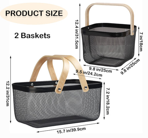 Cheardia metal mesh harvest basket with a rectangular base for stable storage.