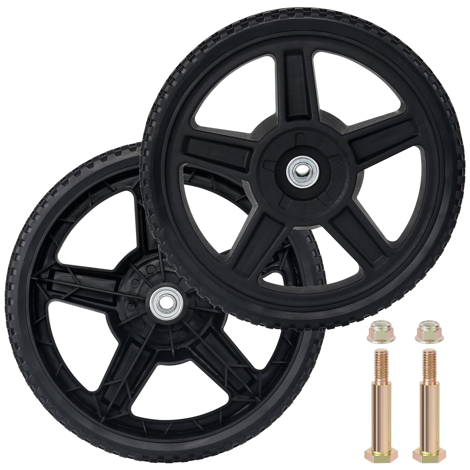 CheeMuii 12-inch lawn mower wheels pack with bolts for easy replacement