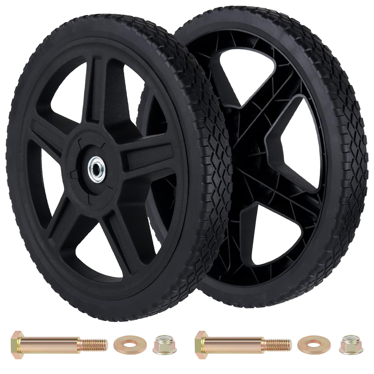 CheeMuii 14-inch push mower wheels pack 2, durable PVC construction for longevity