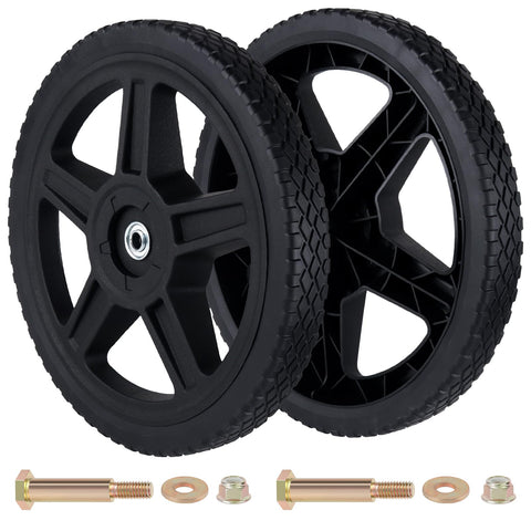 CheeMuii 14-inch push mower wheels pack 2, durable PVC construction for longevity
