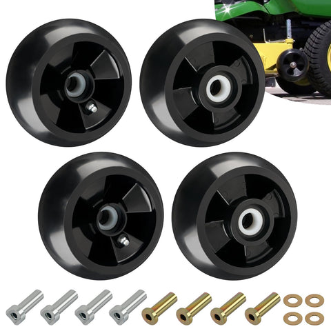 CheeMuii 4-pack deck gauge wheels AM125172 for John Deere decks improves cutting consistency