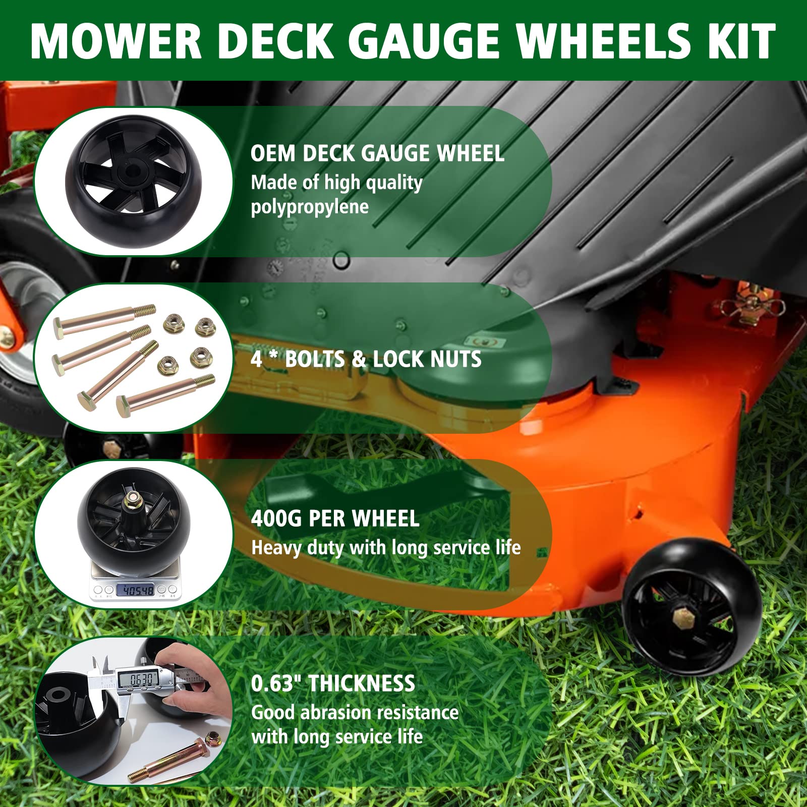 CheeMuii 5 inch deck wheels provide smooth glide on uneven turf