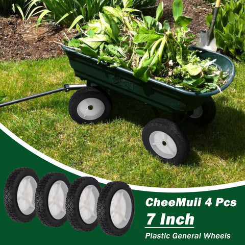 CheeMuii wheels installed on a mower; ready for rolling.