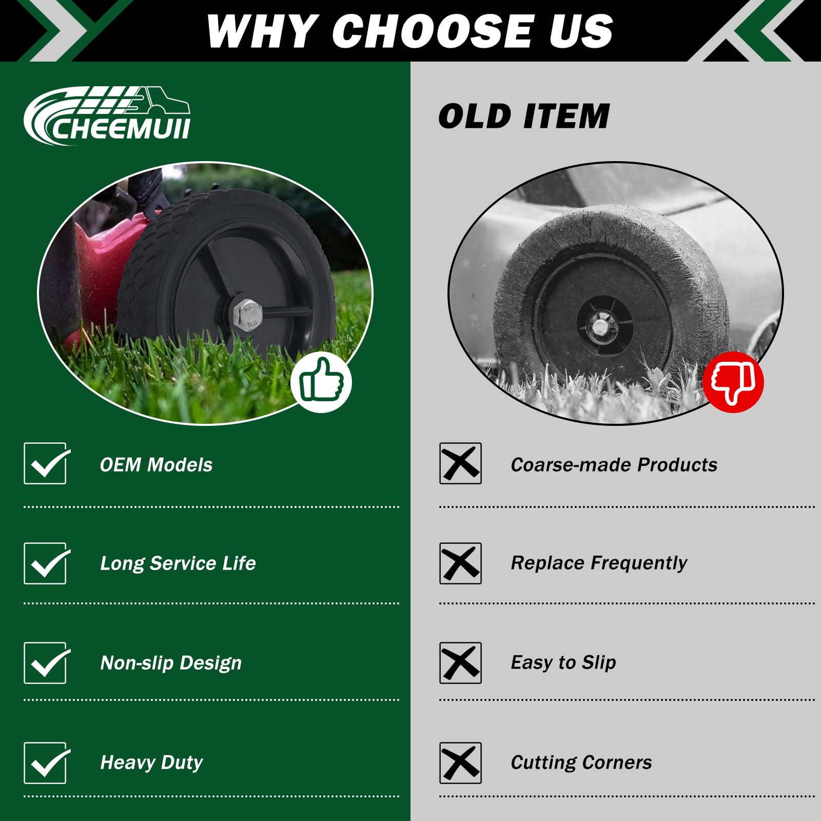 CheeMuii wheel width and 1-1/2 inch profile support stable rolling