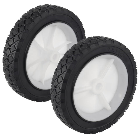 CheeMuii 7-inch wheels pair, front view, universal fit for smooth pushing.