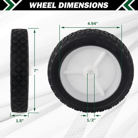 CheeMuii 7-inch wheels, universal-fit for many yard tools.