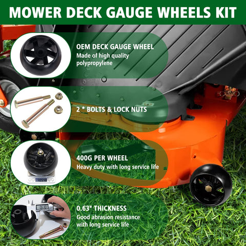 CheeMuii deck gauge wheels kit front view showing sturdy 5 inch wheels