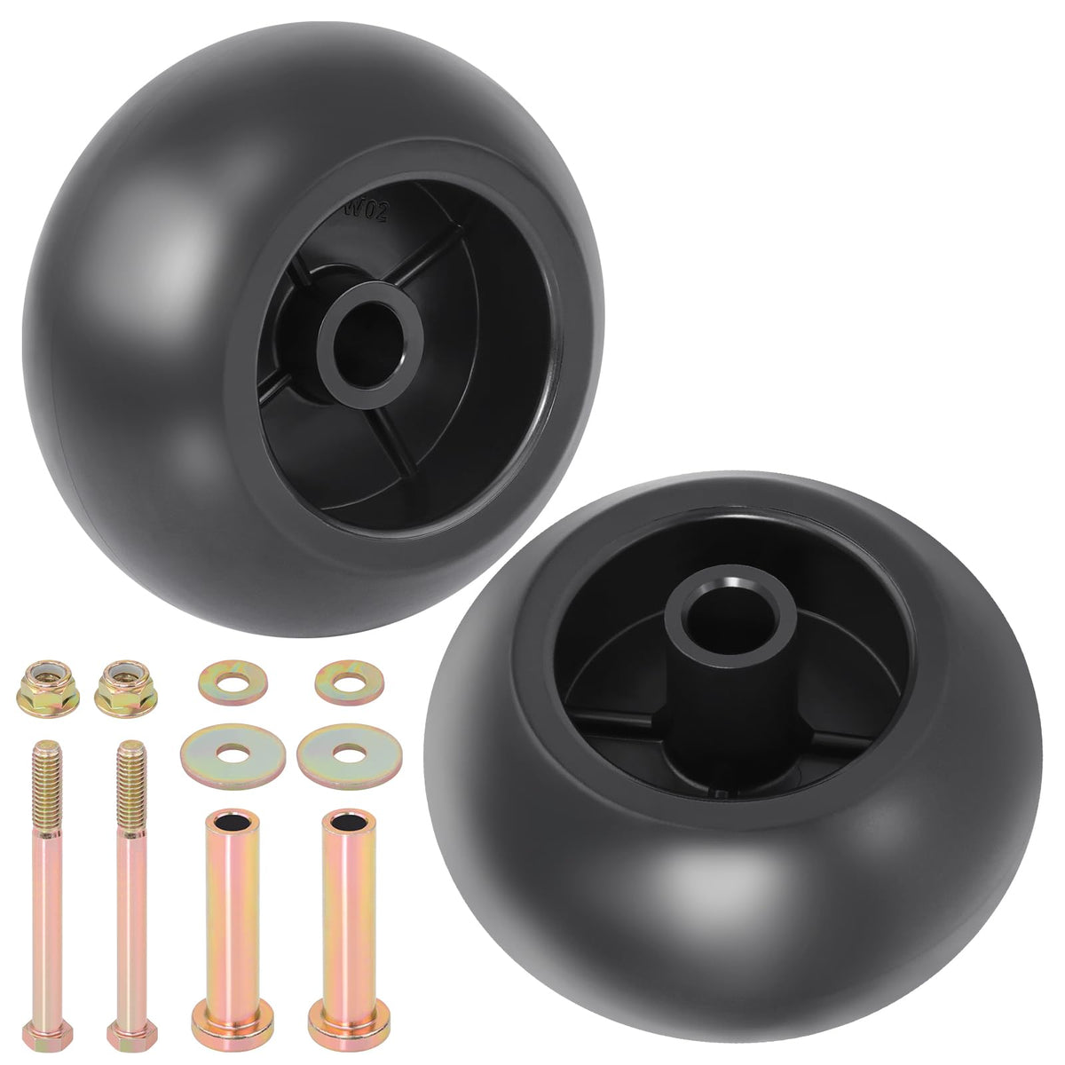 CheeMuii deck wheel 2-pack front view for smooth mowing on uneven terrain.