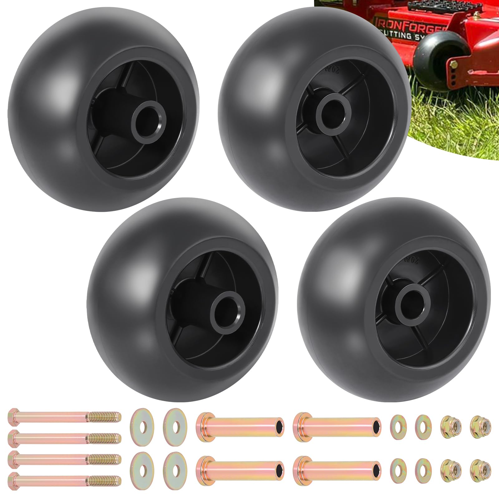 CheeMuii deck wheel kit 4-pack ready for quick mower deck upgrades and smoother cutting