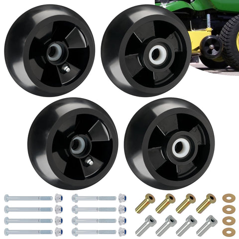 CheeMuii deck wheel kit contents with bushings and grease zerk for quick replacement.