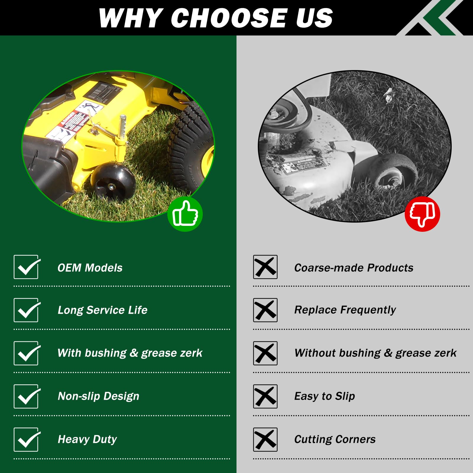 CheeMuii wheels with grease zerk enable easy lubrication.