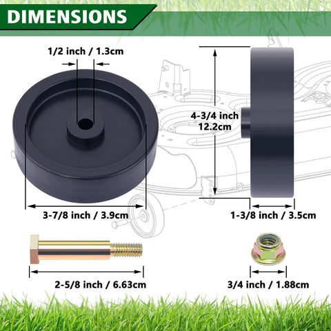 CheeMuii deck wheels in use on mower for scar-free decks.