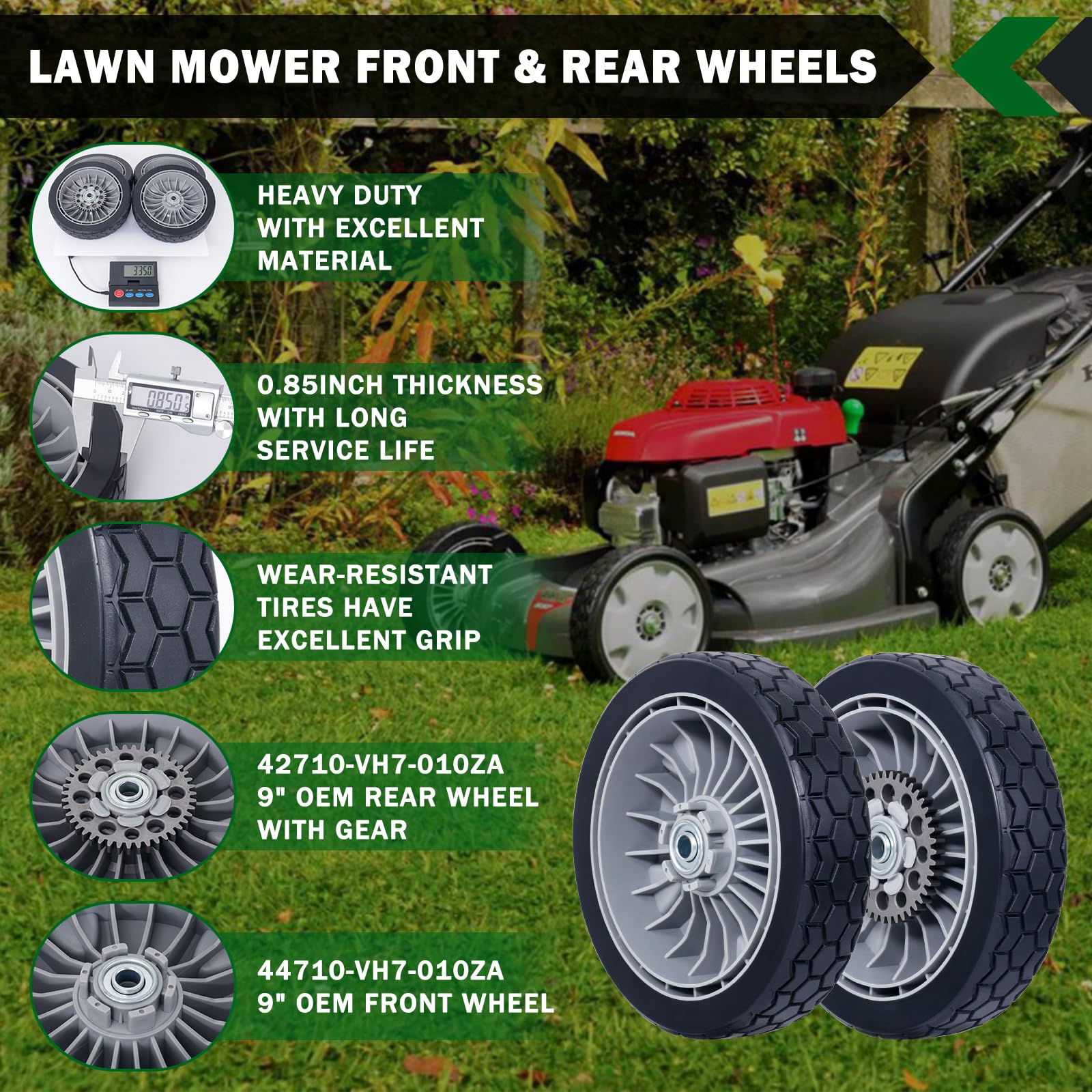 CheeMuii front wheel for HRX217 enhances steering and stability.