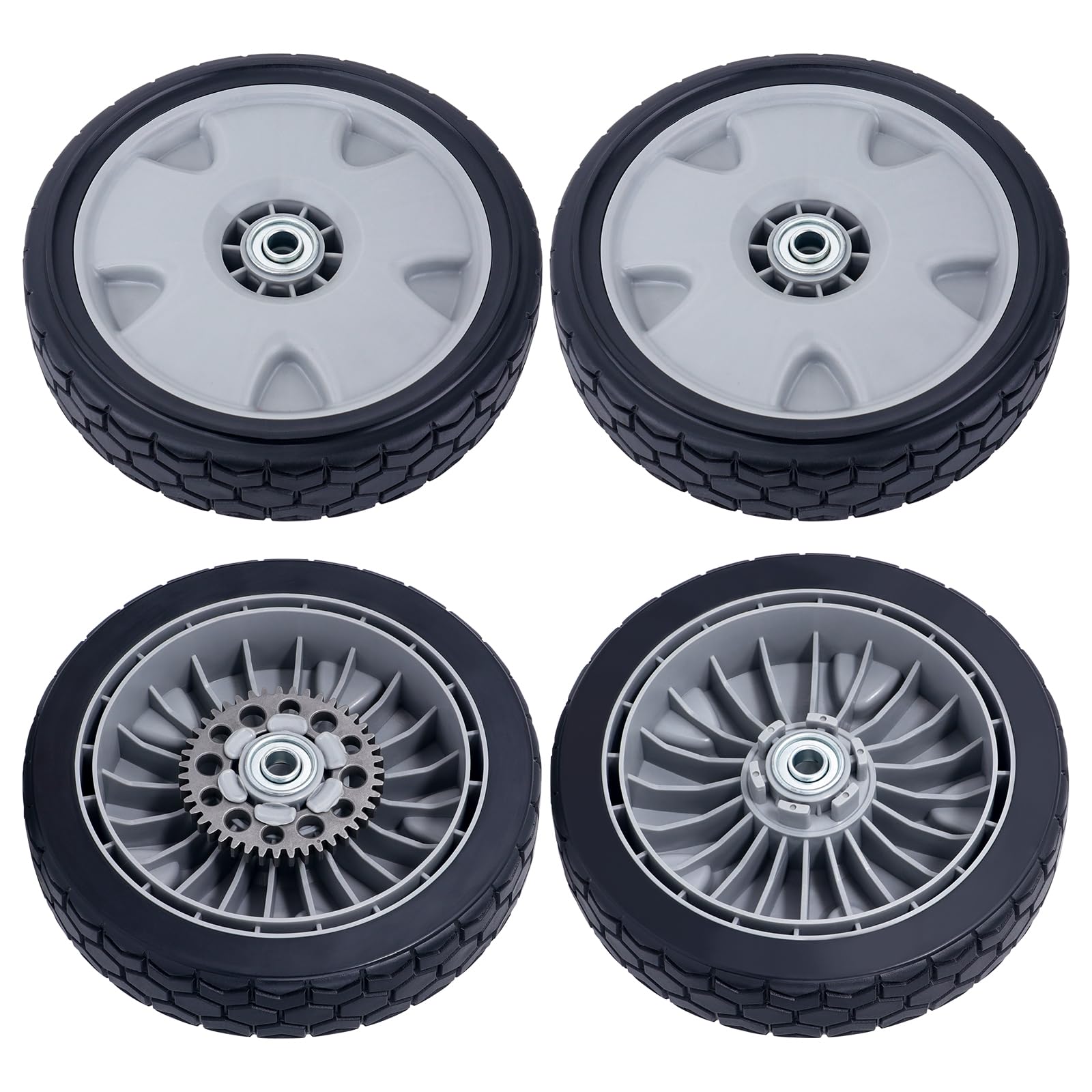 CheeMuii rear wheel for HRX217 with gears improves traction on uneven terrain.
