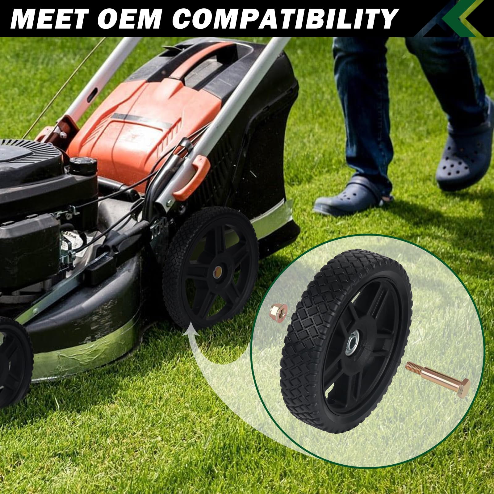 CheeMuii wheels mounted on a mower for smooth operation