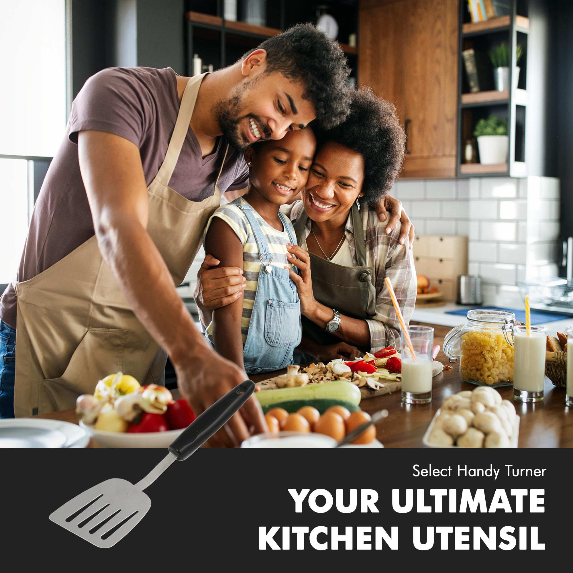 Hanging hole design keeps kitchen organized and within reach.