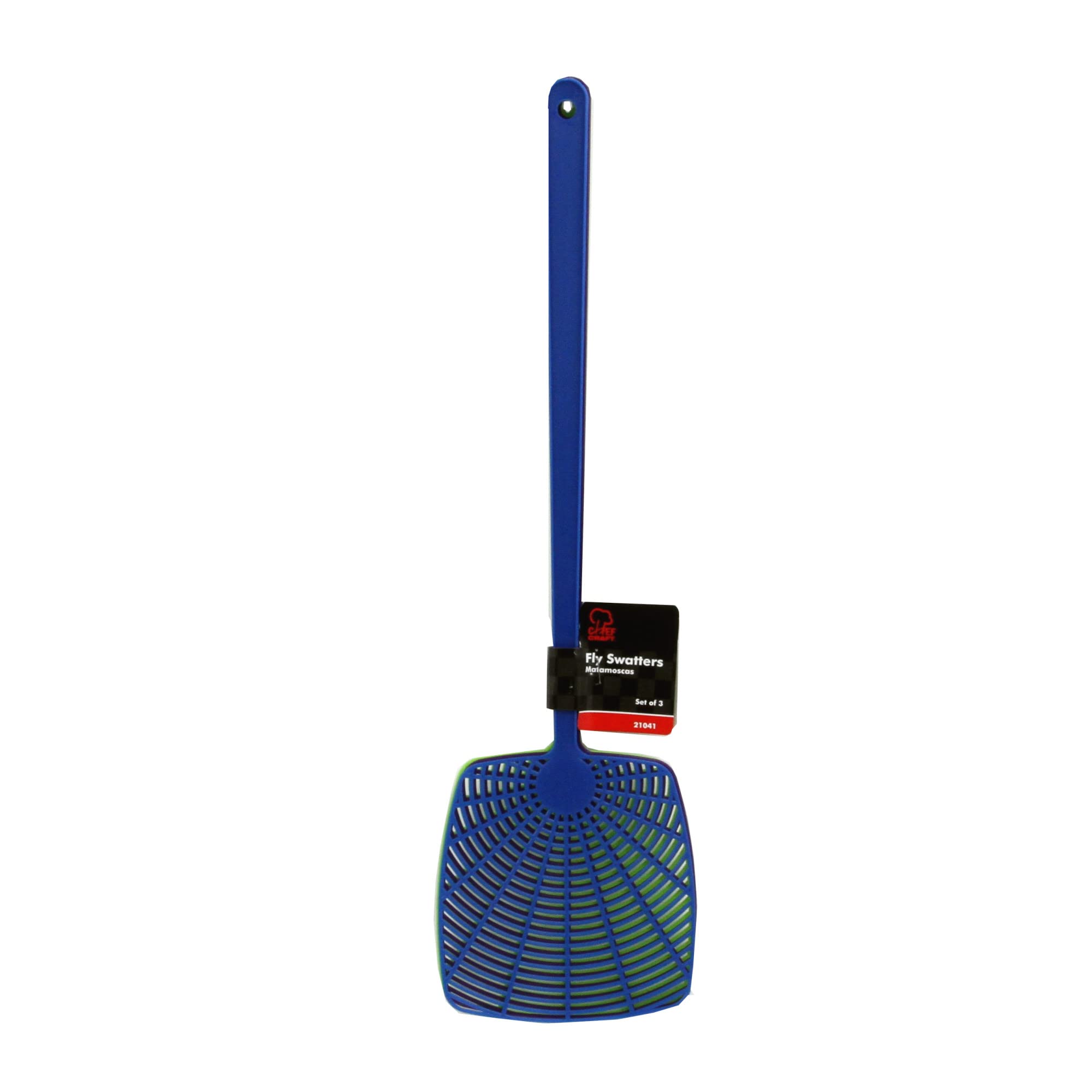 Chef Craft Fly Swatter Set in green and blue for easy outdoor pest control.