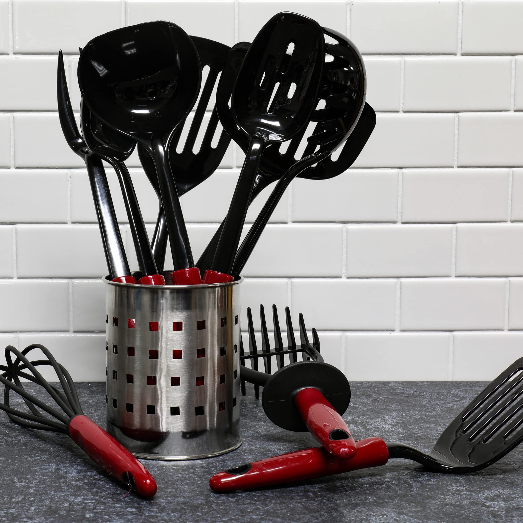 Chef Craft Select nylon short turner nonstick-safe design protects pans.