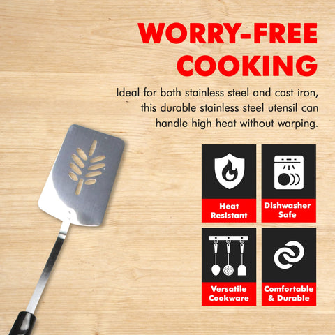 Chef Craft Select Turner Spatula close up on rust resistant blade