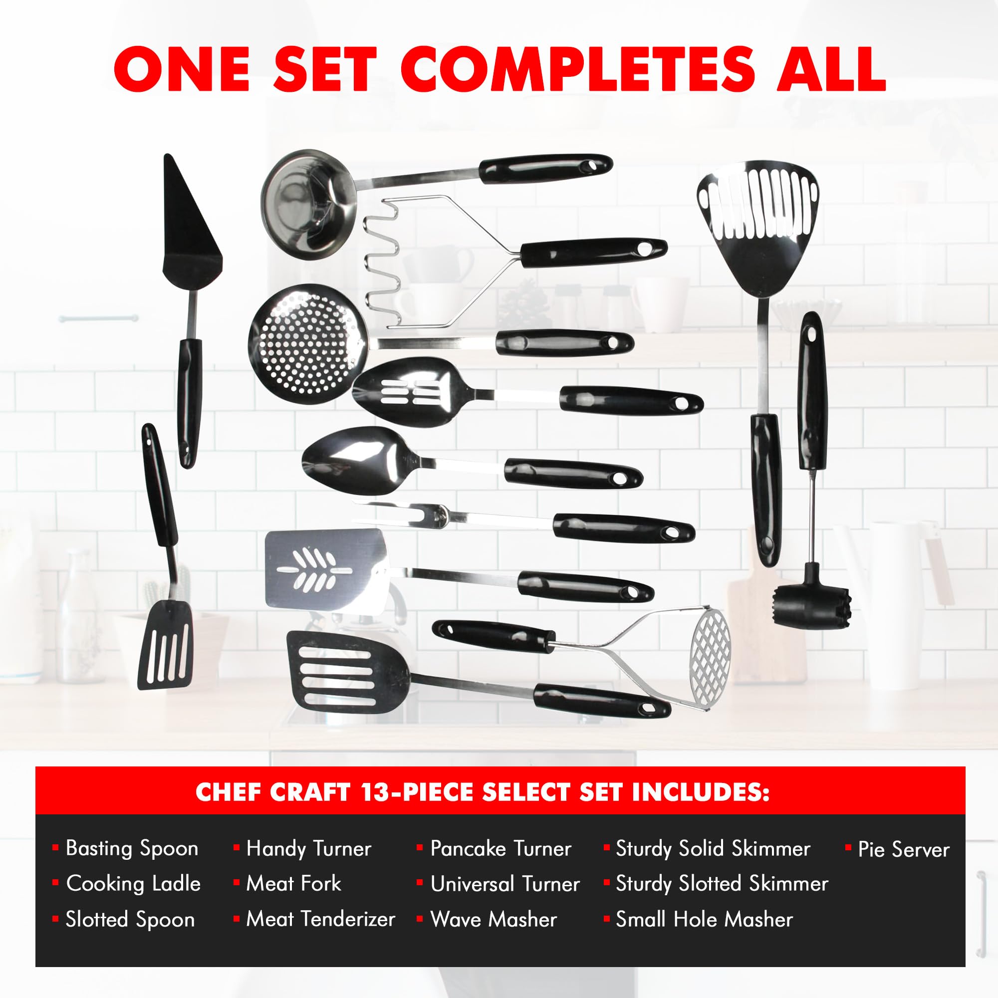 Chef Craft Select Turner Spatula on stainless steel pan for flipping