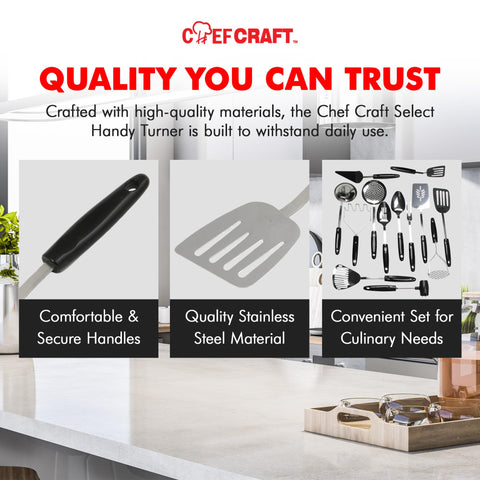 Chef Craft Select Turner/Spatula stainless steel blade, cast iron friendly.