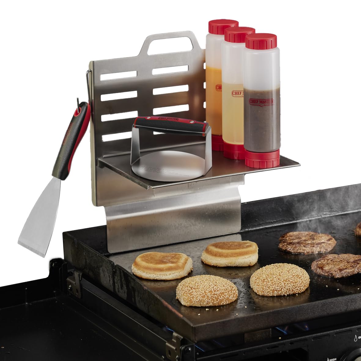 Chef Master adjustable bbq griddle shelf outdoors organizer keeps tools within reach