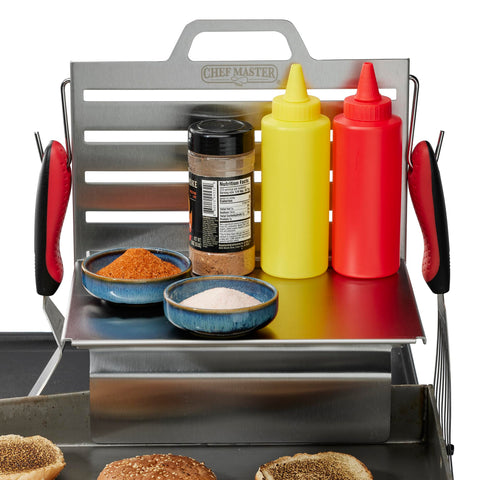 Chef Master adjustable shelf for grill tools enhances organization while cooking