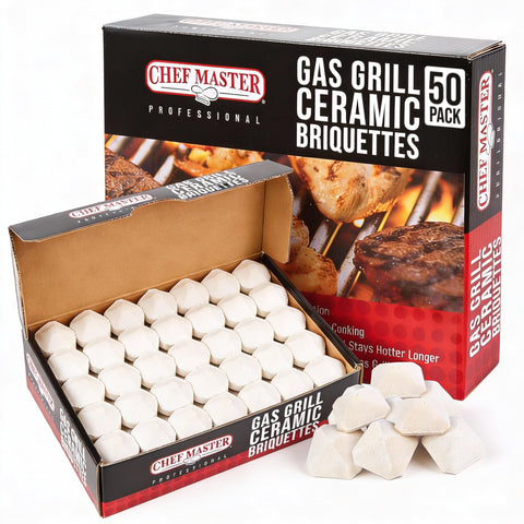 Chef Master ceramic briquettes for gas grill deliver even heat for consistent cooking.