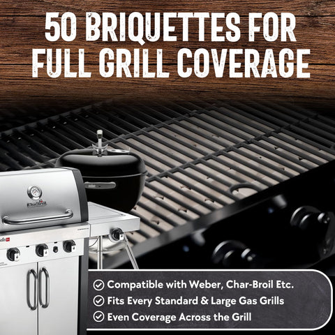 Chef Master briquettes support consistent temperatures, aiding smoother, cleaner grilling sessions.