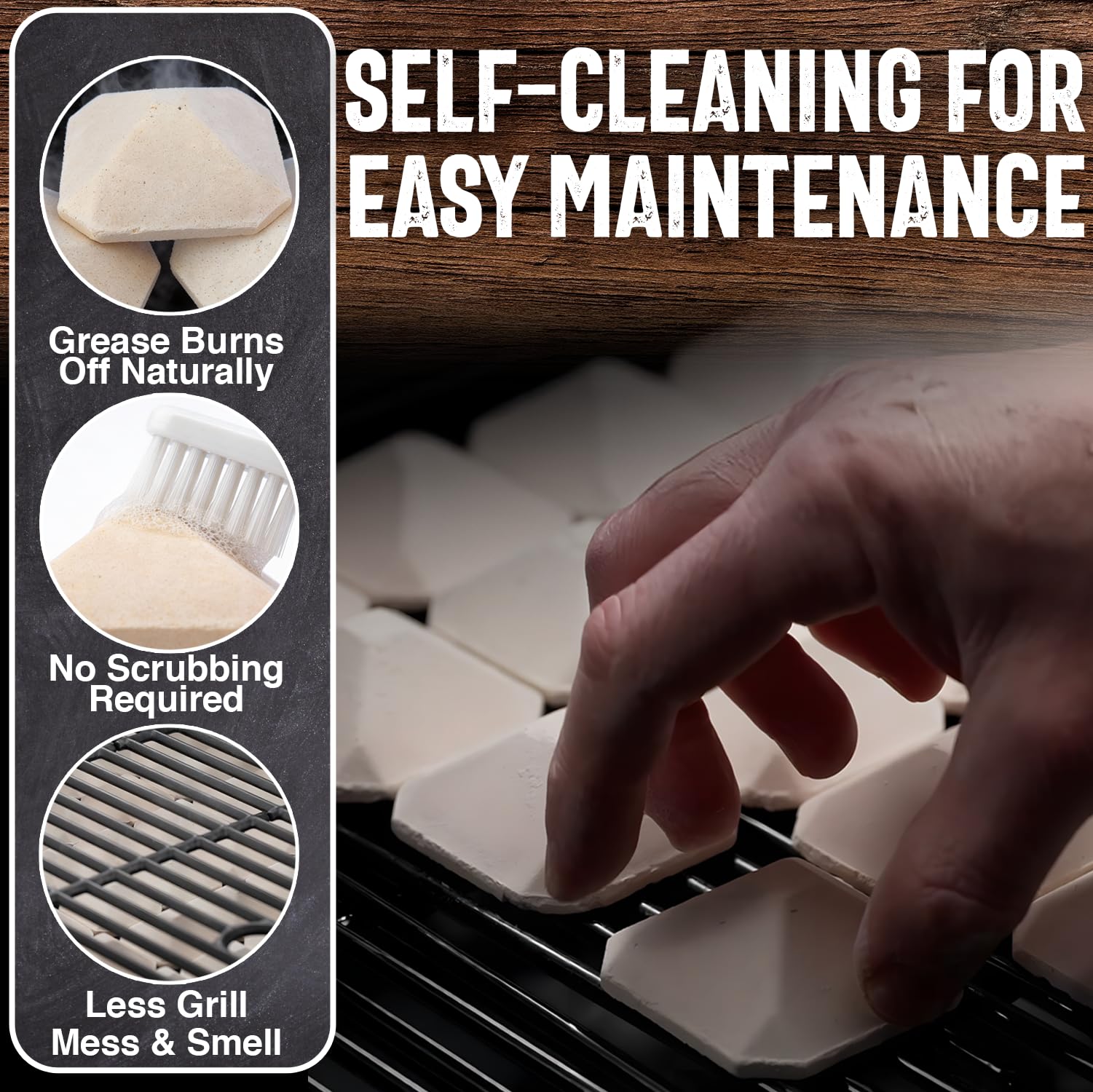 Chef Master briquettes absorb grease to assist safer grilling and easier cleanup.