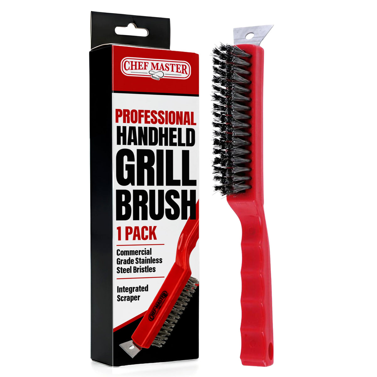 Chef Master Grill Brush Head with dense bristles for tough grease removal