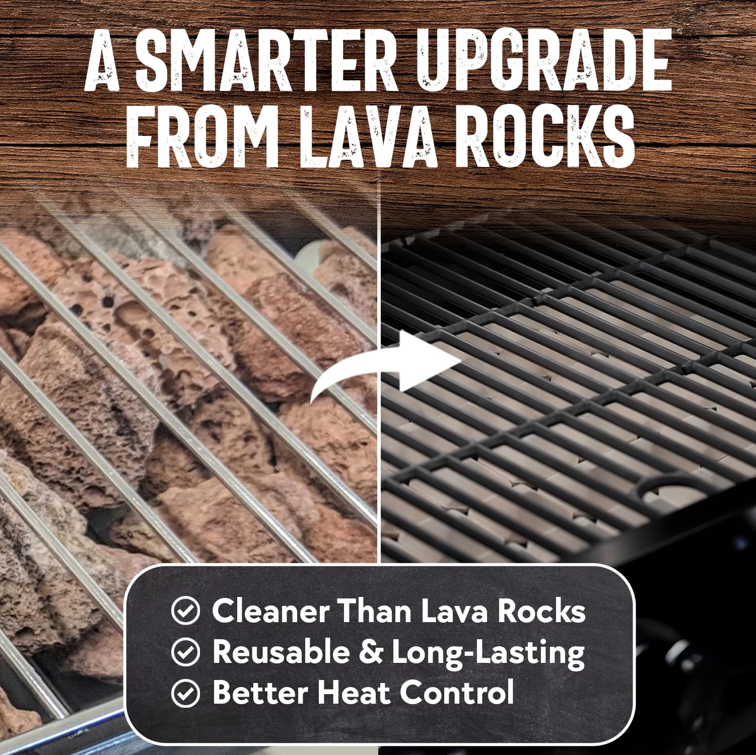 Chef Master high-temperature ceramic briquettes withstand demanding grilling sessions without warping.