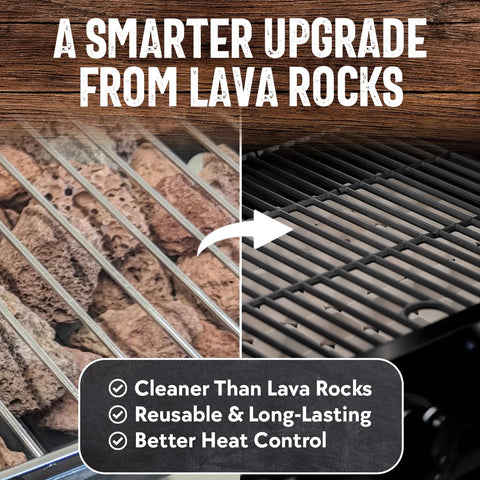 Chef Master high-temperature ceramic briquettes withstand demanding grilling sessions without warping.