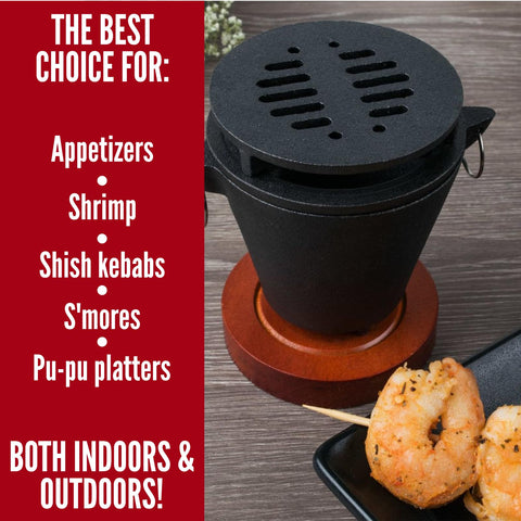 Chef Master tabletop fire pit ideal for indoor outdoor use.