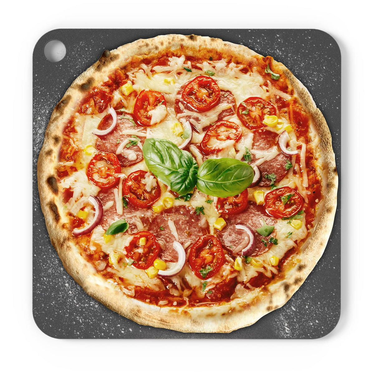 Chef Pomodoro pizza steel 13-inch top view for even heat and a crisp crust.