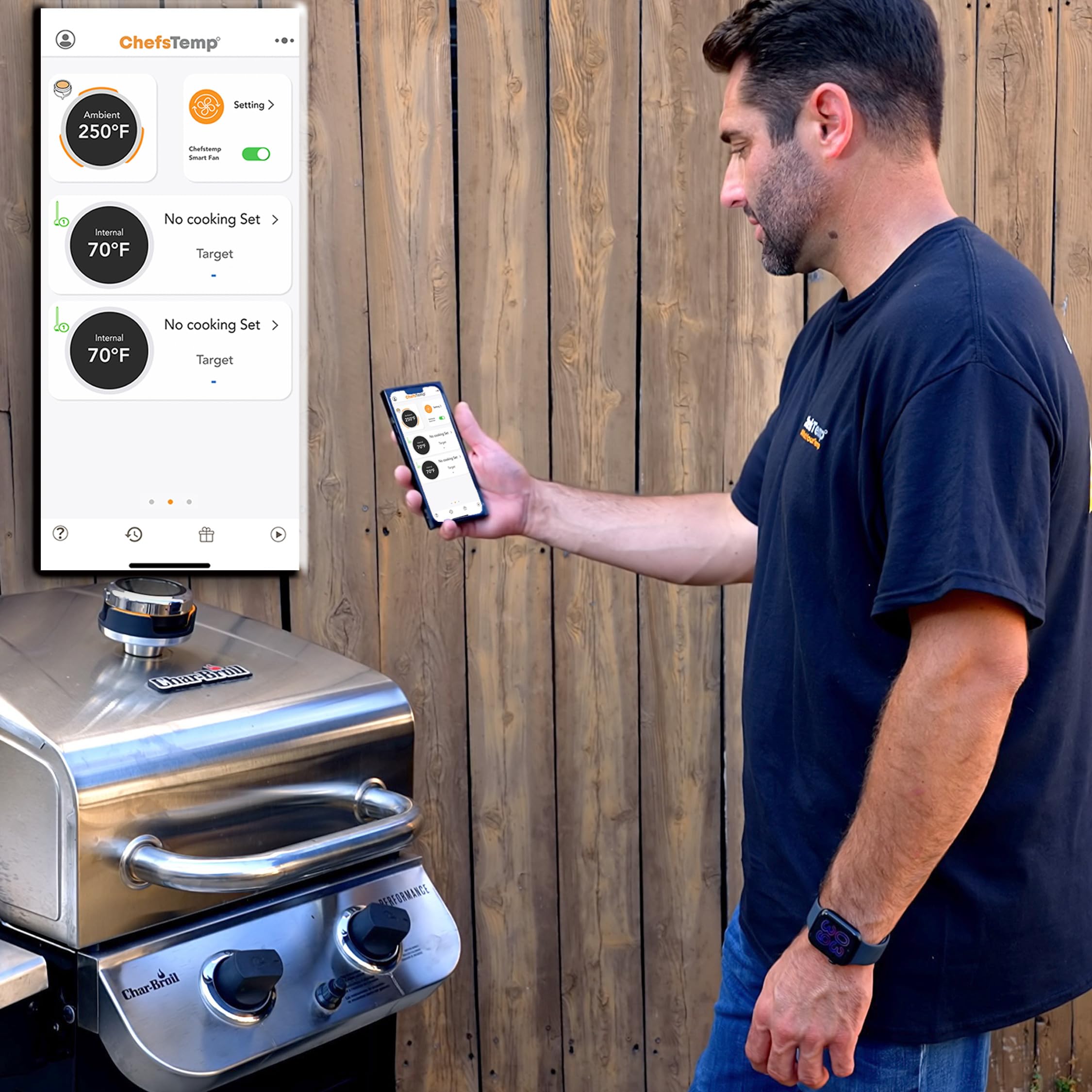 ChefsTemp ProTemp S1 app interface showing remote temperatures