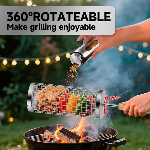 Chenovate grill basket with locking lid prevents food from escaping.