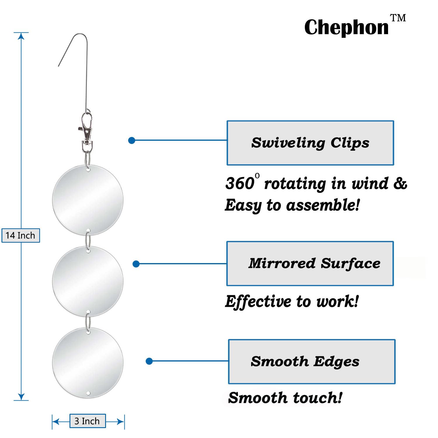 Chephon 24-disc kit helps deter pigeons and woodpeckers outdoors