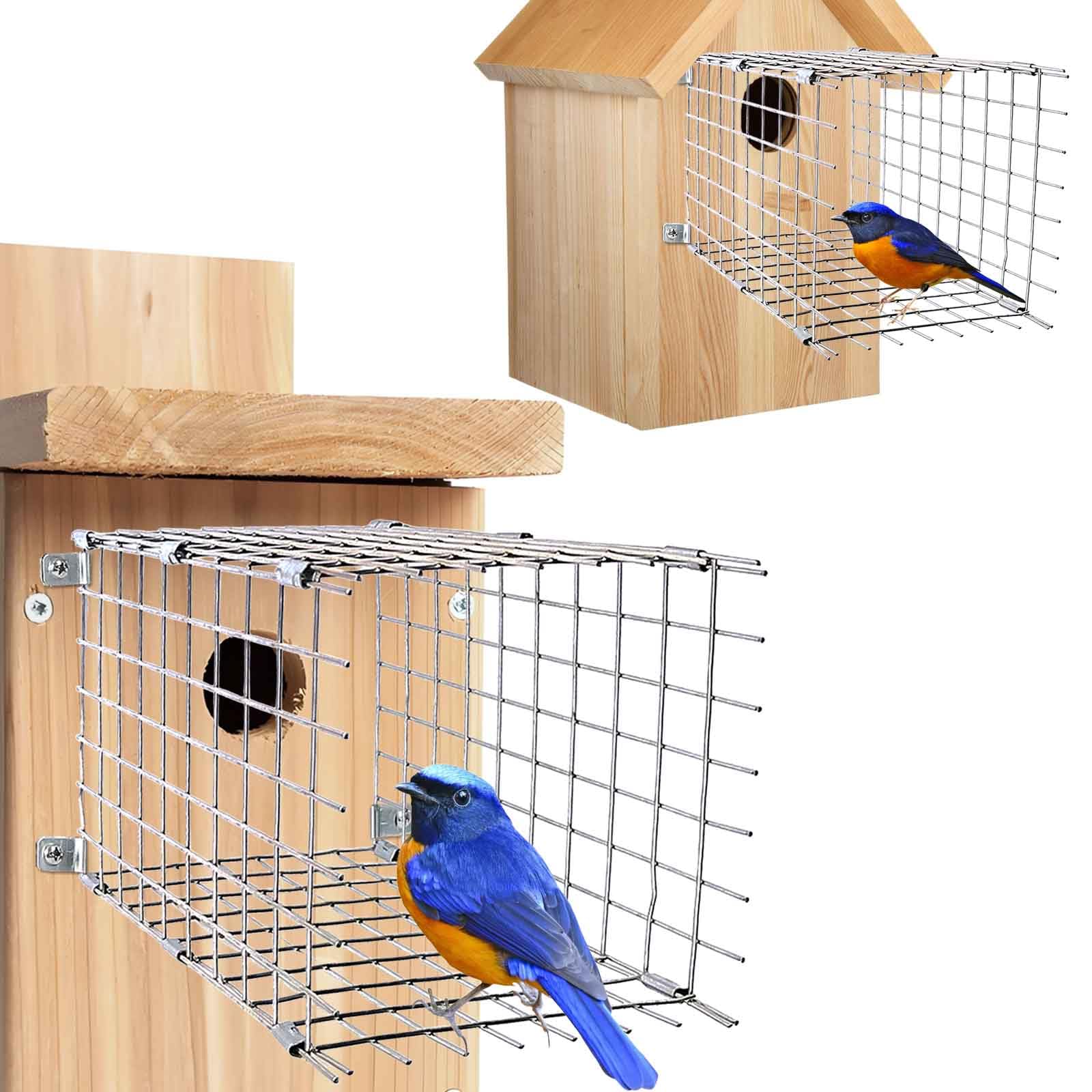 Chephon Bluebird Predator Guards front view securing the entrance for a square bluebird box.