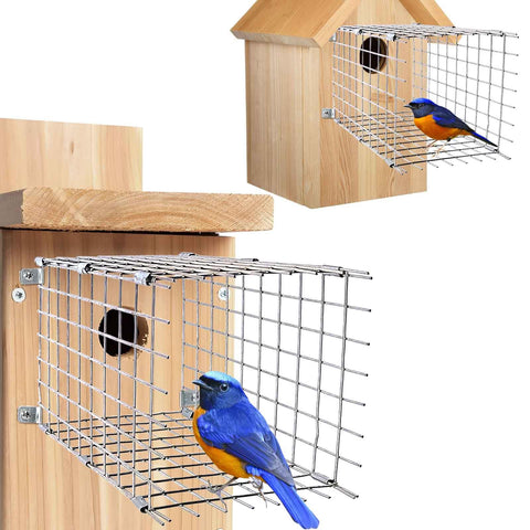 Chephon Bluebird Predator Guards front view securing the entrance for a square bluebird box.