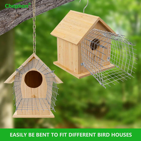 Chephon Bluebird Predator Guards on a square bluebird box, blending with garden aesthetics.