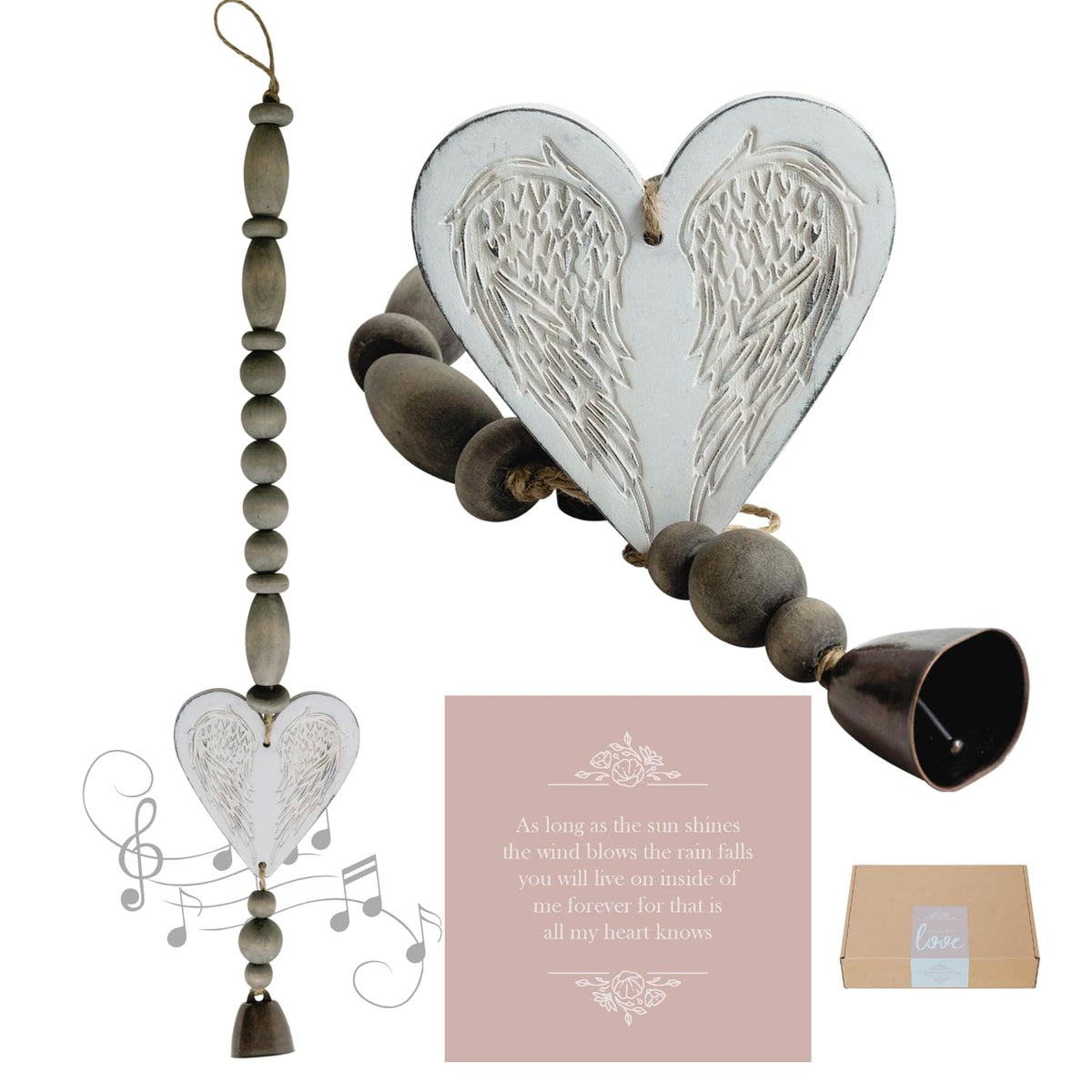 Cherish Gift Co. sympathy wind chime in modern white complements outdoor and indoor spaces