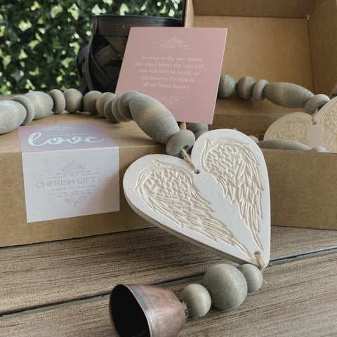 Cherish Gift Co. sympathy wind chime with natural jute loop for easy hanging