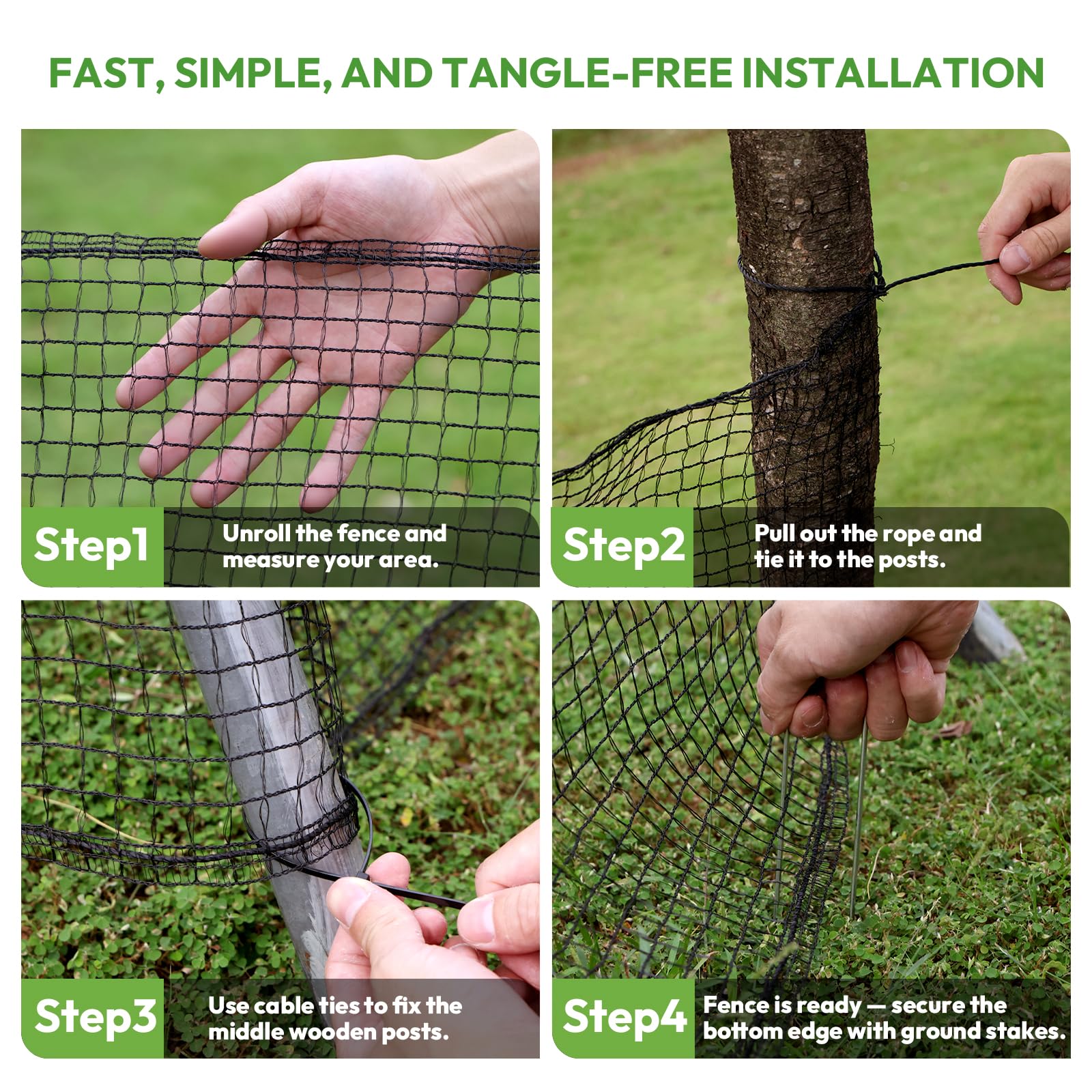 CHFAPH reusable fence netting stores compactly after seasons.
