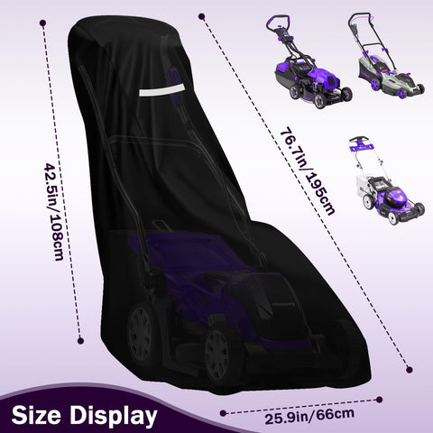CHGANG lawn mower cover bottom-strap view shows secure windproof hold and easy tightening.