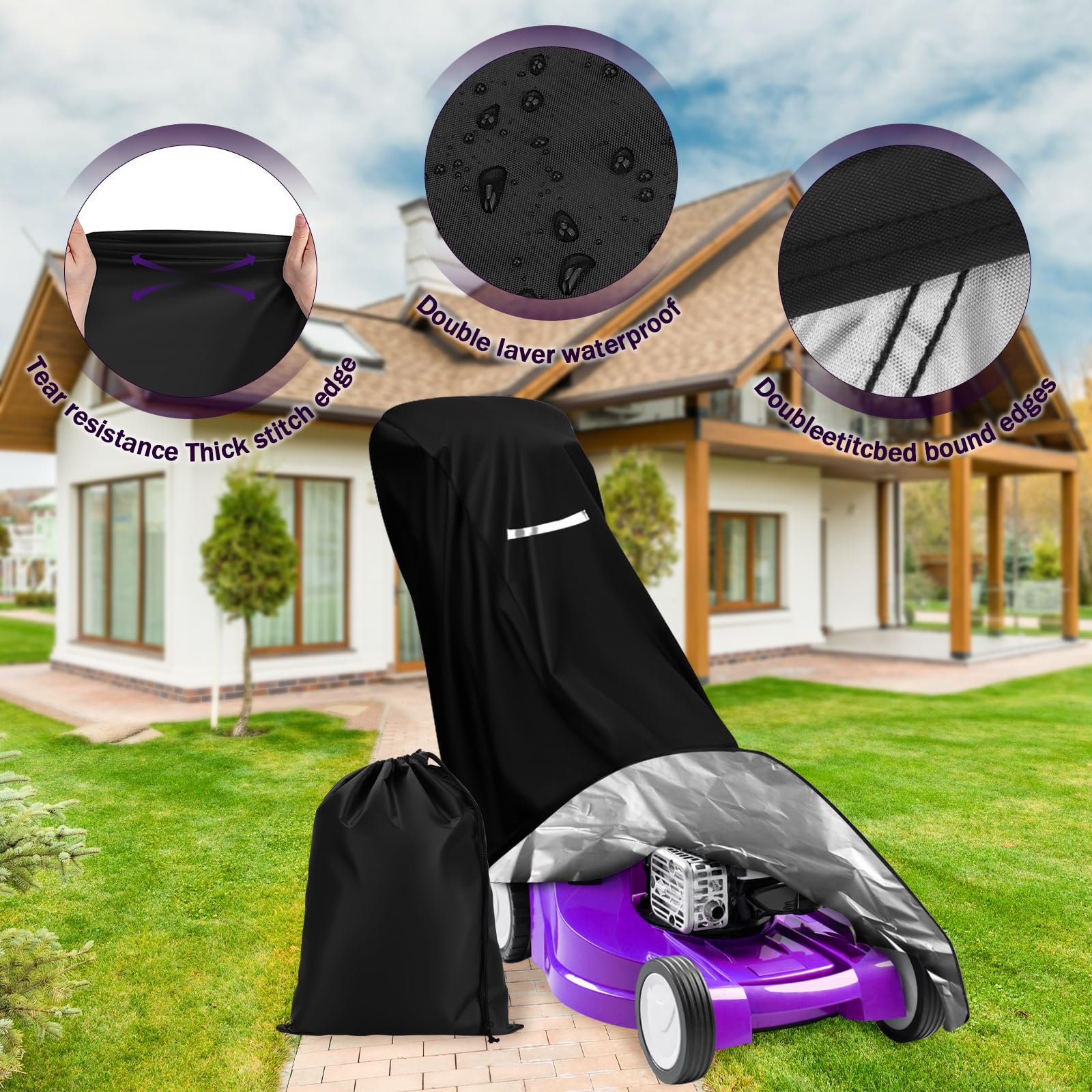 CHGANG lawn mower cover folded storage bag view highlights convenient portable storage.